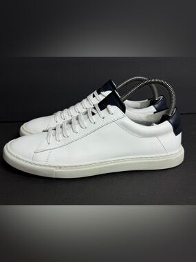 OLIVER CABELL SNEAKERS Low1 white blue calfskin made in Italy Luxury 40 US 7